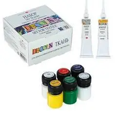 Набор ткань Decola акрил 5*20мл, конт.2*18мл, разб, фото №1