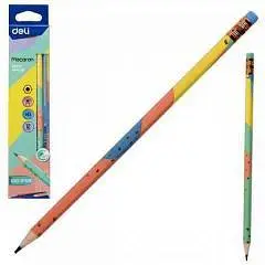 Карандаш чернографитный Deli Macaron HB шестигран., ластик, фото №1