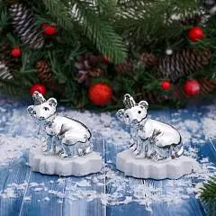 Набор украшений  "Мишутка на льдине" 2 шт 5,5х7,5х8 см, серебро, фото №1