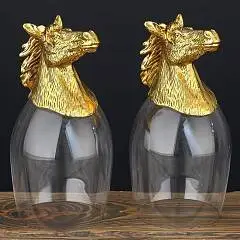 Набор 2 бокала д/виски и коньяка "Лошадь"  350мл Gold, фото №1