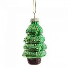 Украшение елочное стекло "Ёлочка", L4 W4 H8,5 см, фото №1