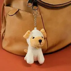 Брелок на кольце Милый щенок бежевый 5*6*1 см, фото №1