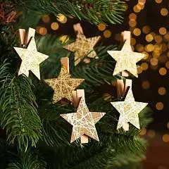 Набор декоративных прищепок «Звезды» 12х8 см,6шт., золотой, фото №1