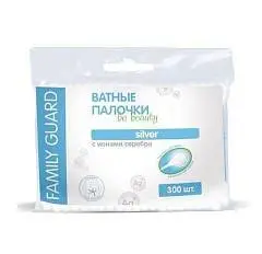 Ватные палочки Family Guard 300 шт zip-пакет с ионами серебра, фото №1