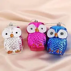 Набор украшений  "Цветные совушки" (набор 3 шт) 9 см, микс, фото №1