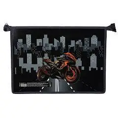 Папка д/тетр А4 пластик/картон молния сверху Moto drive Кокос, фото №1