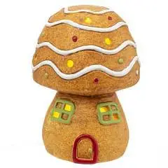 Фигурка декор. с подсв. "Гриб пряничный", L8 W8 H10 см,  LR44 2, фото №1