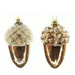 Украшение елочное "Желудь" 10 см стекло, фото №1