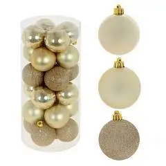 Набор шаров  24 шт, D 6 см, L14 W14 H31 см желт-бежев, фото №1