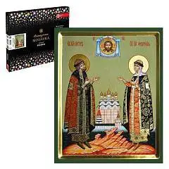 Алмазная  мозаика 40*50см част выкл Петр и Феврония 14цв, фото №1