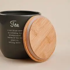 Банка д/чая SL Home 9,5?14 см серый с бамбуковой крышкой, фото №1