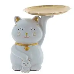 Фигурка декоративная с подносом "Кошка" L18 W14,5 H16,5 см, фото №1