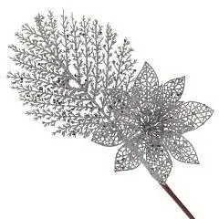 Изделие декоративное "Ветка", L18 W7 H36 см сер цветок, фото №1