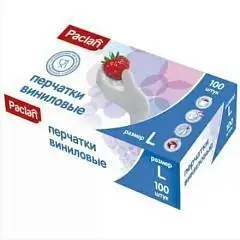 Перчатки виниловые Paclan L, 100шт., фото №1
