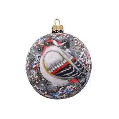 Шар стекло 100мм "Свиристель" ручная работа, фото №1