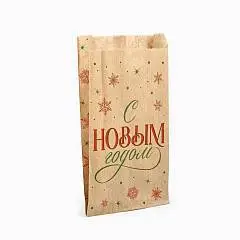 Пакет бумажный крафт, V-образное дно «С Новым годом», 20 х 11 х, фото №1