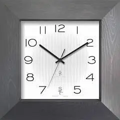 Часы настен.массив дерева, стекло, квадрат., цв.серый, SLT 5536, фото №1