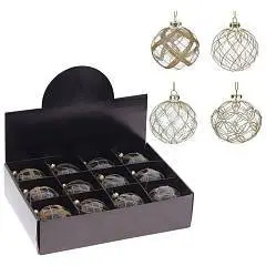 Шар елочный стекло  D 8 см, L35 W25 H8,5 см прозр с золотом, фото №1