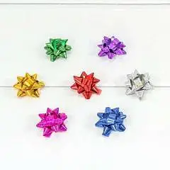 Бант-звезда 3,8 см на липучке голография, фото №1