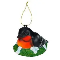 Украшение елочное пластик "Красногрудый снегирь" 8,8*5.5см, фото №1