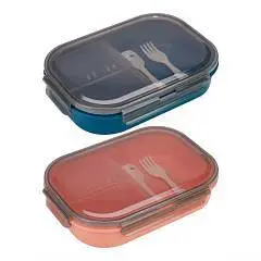 Ланч-бокс с тремя отделен. вилка/ложка "Форма" ассортим. 1000 мл, фото №1
