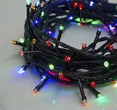 Гирлянда эл. LED-100-220V, 10м, нить темная, 8р, мульти, фото №1