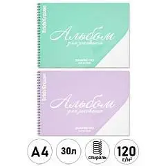 Альбом д/рис А4 30л гребень ЕК пласт обложка Мечта, фото №1