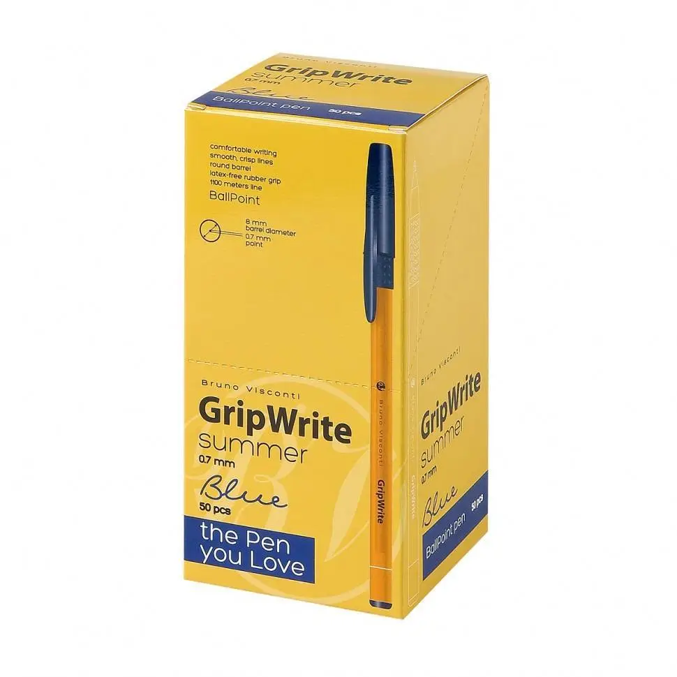 Ручка шариковая BV "GripWrite Summer" 0,7мм, синяя, фото №1