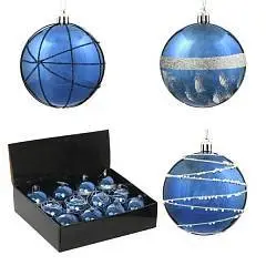 Шар елочный "Синее вдохновение", 1 шт, D8 см., пласт, фото №1