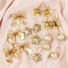 Набор украшений пластик 16шт "Сюрприз" золото, фото №1