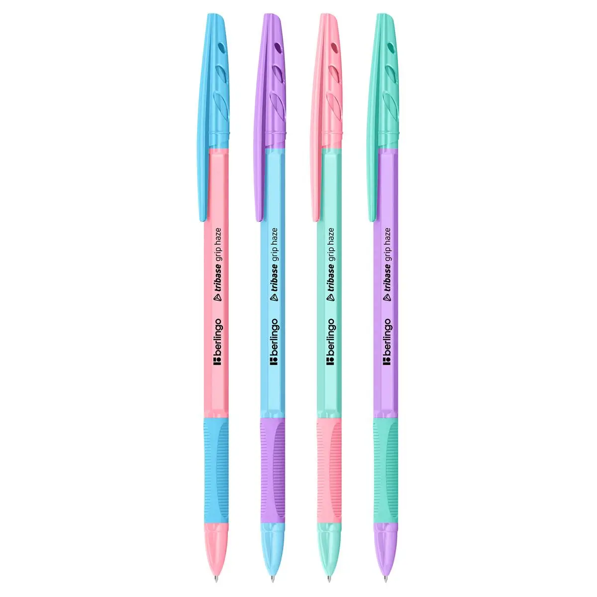 Ручка шариковая Berlingo "Tribase grip haze" синяя, 0,7мм, грип, фото №1