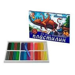 Пластилин 24цв 360гр Луч восковой Фантазия стек, фото №1