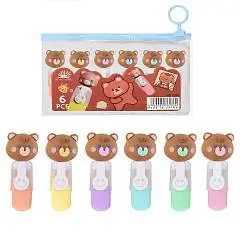 Набор текстовыделителей 6цв 1-4мм Cute bear, фото №1