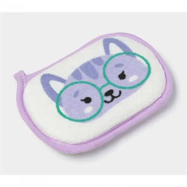 Мочалка дет Доляна «Котёнок», 12х8 см, фиолетовый, фото №1