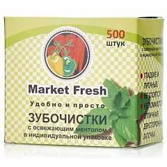 Зубочистки Market Fresh Мята дерев.500шт, фото №1