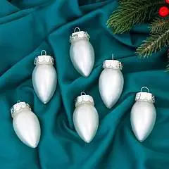 Набор елочных украшений "Глория лампочки" 6шт 5,5см бел пластик, фото №1