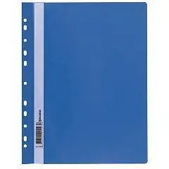Скоросшиватель пластиковый с перфорацией BRAUBERG, А4, синий, фото №1