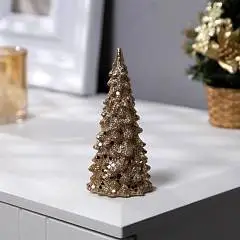 Свет.фигура«Ёлка золотистая» 5*12*5 см,пластик,LR44(в компл)тёпл, фото №1