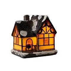 Светод. Фигура «Дом с еловой гирляндой» керамика,тёпл/белый, фото №1