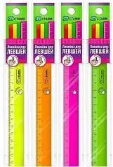 Линейка пластиковая СТАММ "Neon" 16см, для ЛЕВШЕЙ, фото №1