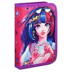 Пенал школьный "ДЕВУШКА С СЕРДЦЕМ" 20x13.5 см, фото №1