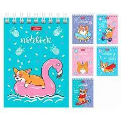 Блокнот А7 "Забавные корги-" спираль, фото №1