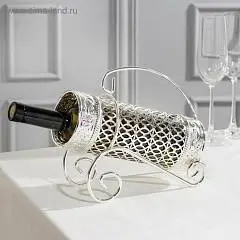 Подставка под бутылку, 24х9,5х21, металлическая, серебряный, фото №1