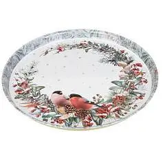 Поднос сервировочный коллекция "Снегири" 33х2,1 см, фото №1