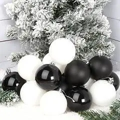 Набор шаров Микс 6см 16шт пластик ЛЬДИНКА черный/белый, фото №1
