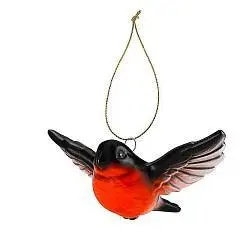 Украшение елочное пластик "Летящий снегирь"10*10см, фото №1