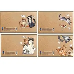 Тетрадь 96л КЛЕТКА "Коты" крафт, фото №1