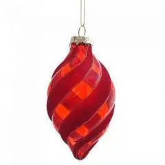 Украшение стекло "Капля", L7 W7 H14 см красный, фото №1
