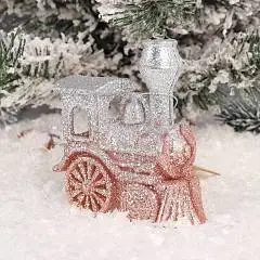 Украшение Паровоз 9см пластик ЛЬДИНКА  серебро/розовый, фото №1