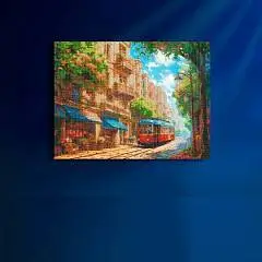 Алмаз мозаика клас 40*50см подр  част запол 30цв Летний трамвай, фото №1